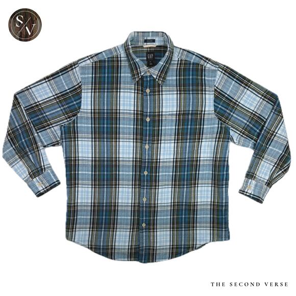 GAP Other - GAP Relaxed Fit Flannel Plaid Button Up Long Sleeve Shirt Mens XL